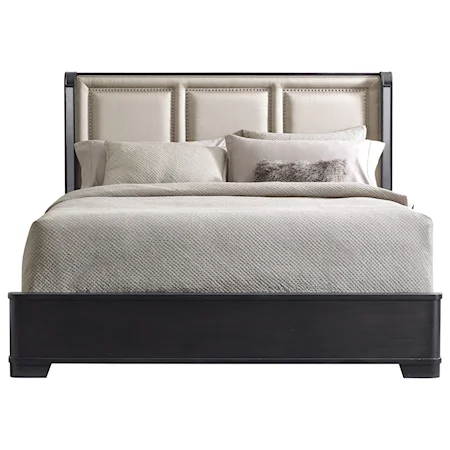 Queen Bed with Upholstered Headboard Panels